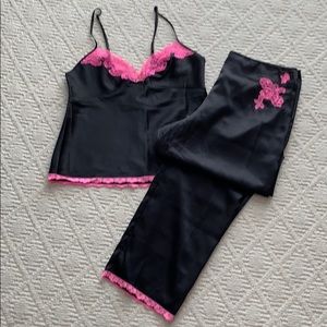 Black silk PJ set